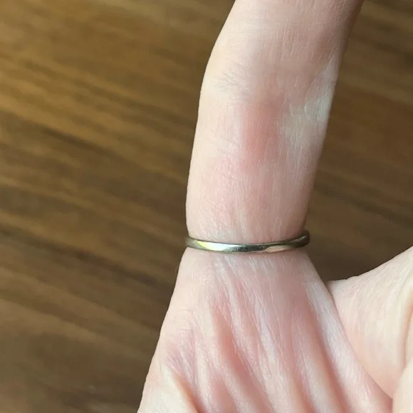 Vintage or Antique Minimalist 10K White Gold and Pale Blue Opal (?) Stone Ring
